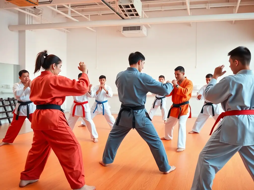 A focused image of students practicing Ju-Jitsu techniques, highlighting joint locks and self-defense moves at YOKAI JUDO NEUVIC.