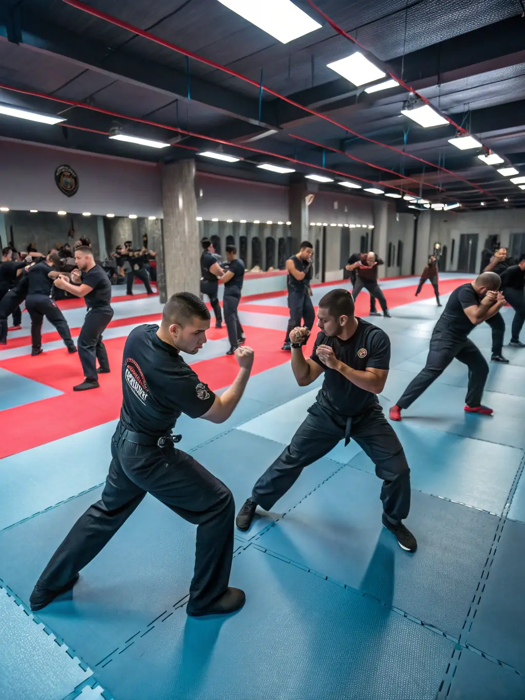 A determined image of students practicing ju-jitsu self-defense techniques, showcasing resilience and adaptability.